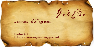 Jenes Ágnes névjegykártya